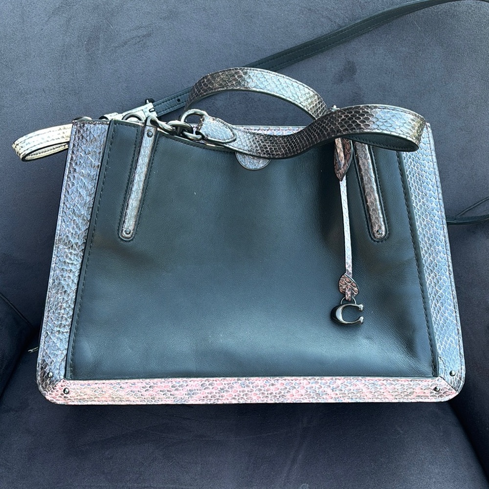 Coach Black and Gray Satchel with Structured Design